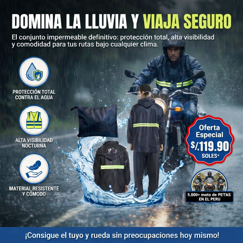🔥CASACA IMPERMEABLE + PANTALOM IMPERMEABLE A PRUEBA DE TODO🔥