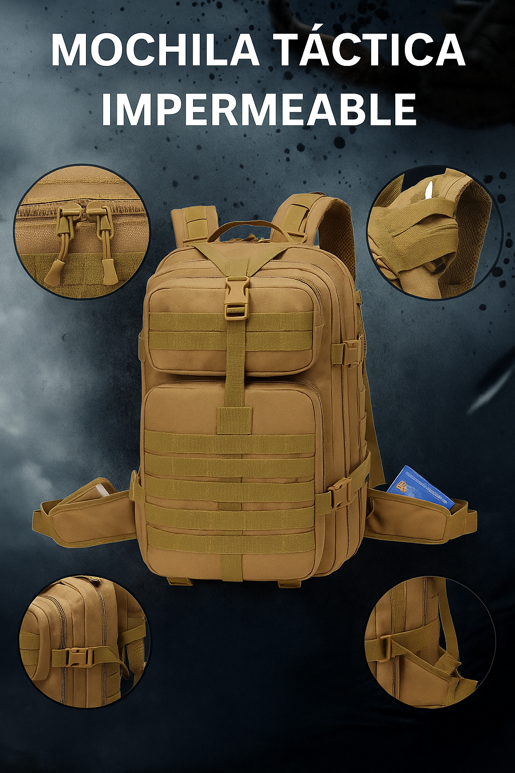 MOCHILA TACTICA  900 D IMPERMEABLE A PRUEBA DE TODO