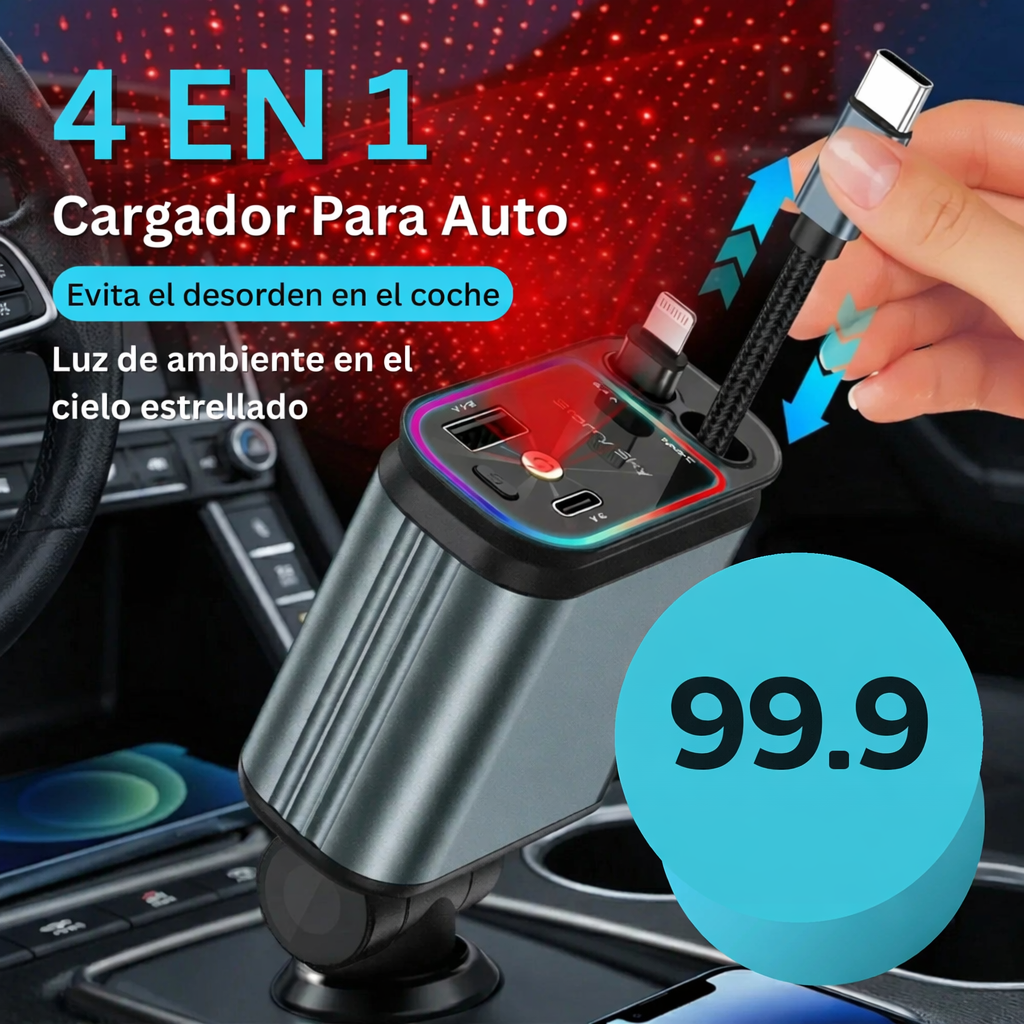 CARGADOR 4 EN 1  DE CARGA RAPIDA Y PROYECTOR LUXURI
